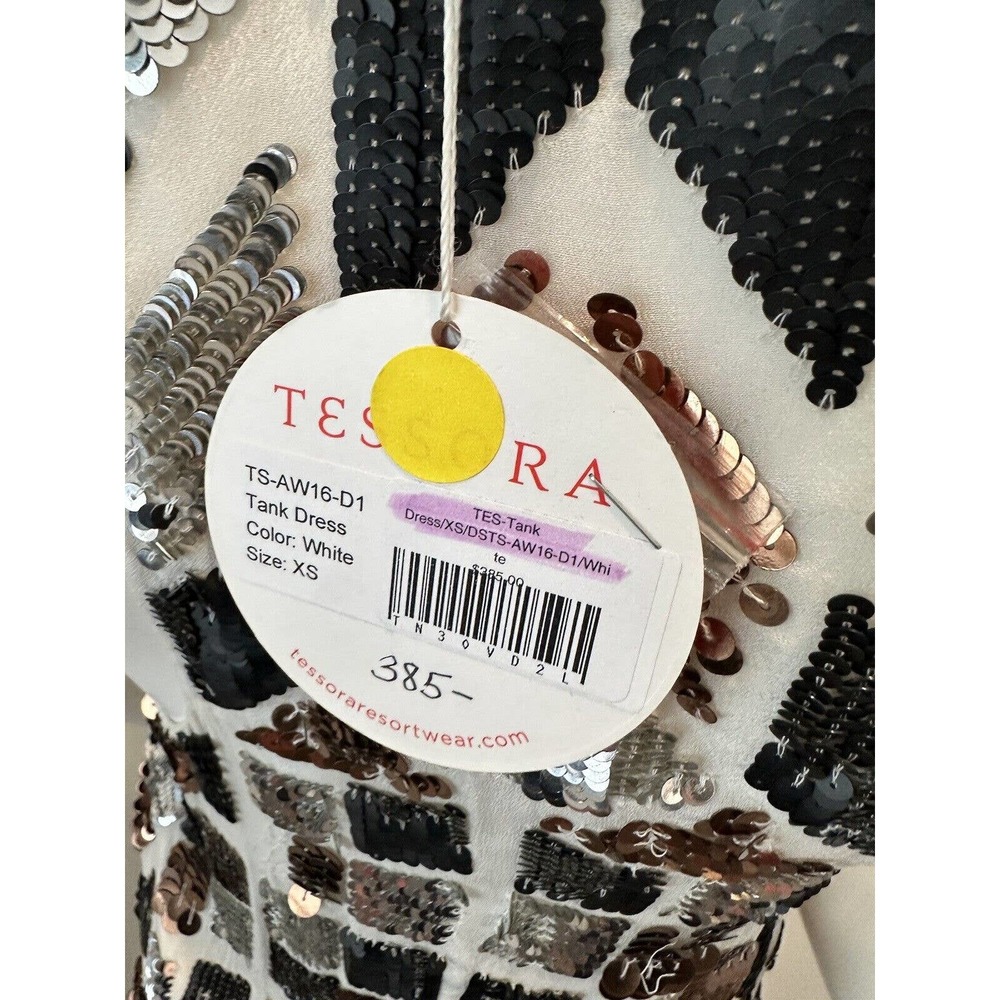 Tessora Womens Razor Back Hi Lo Multicolored Sequin Dress size XS NWT Orig $385 - Picture 11 of 16